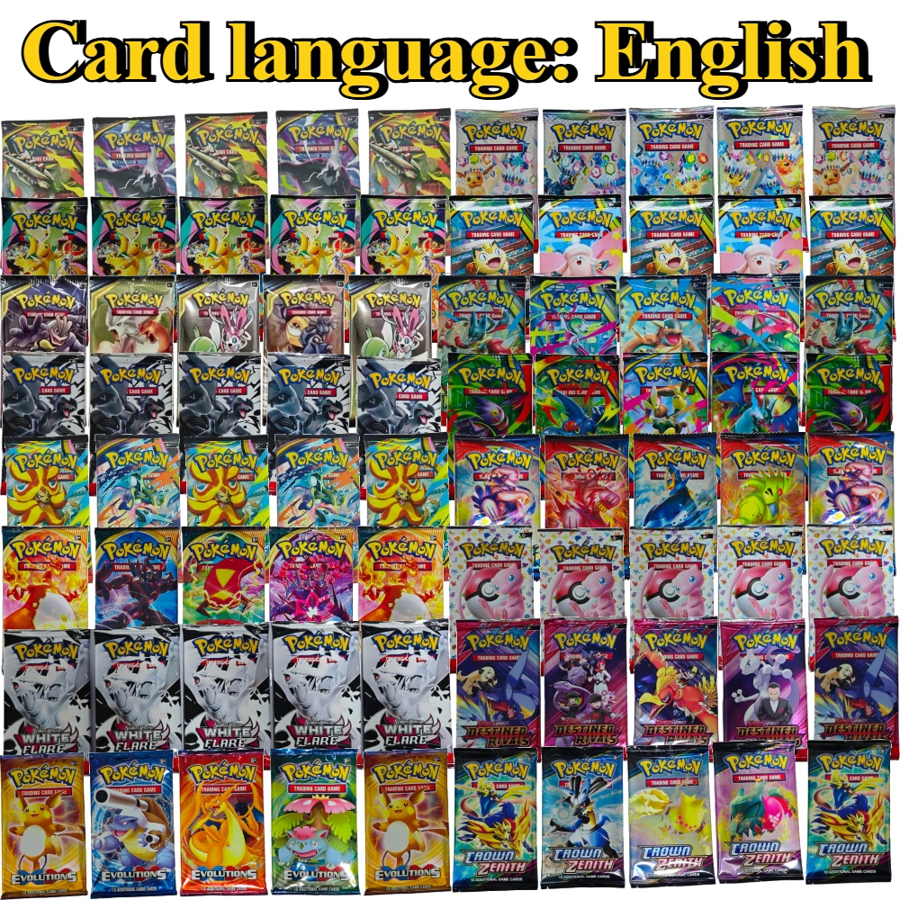 10 Paquetes de Cartas Pokémon, Paquetes de Cartas Coleccionables TCG, Paradox Rift, Chaos Rising, Evoluciones Prismáticas, Paquetes de Cartas de Juego para Regalo