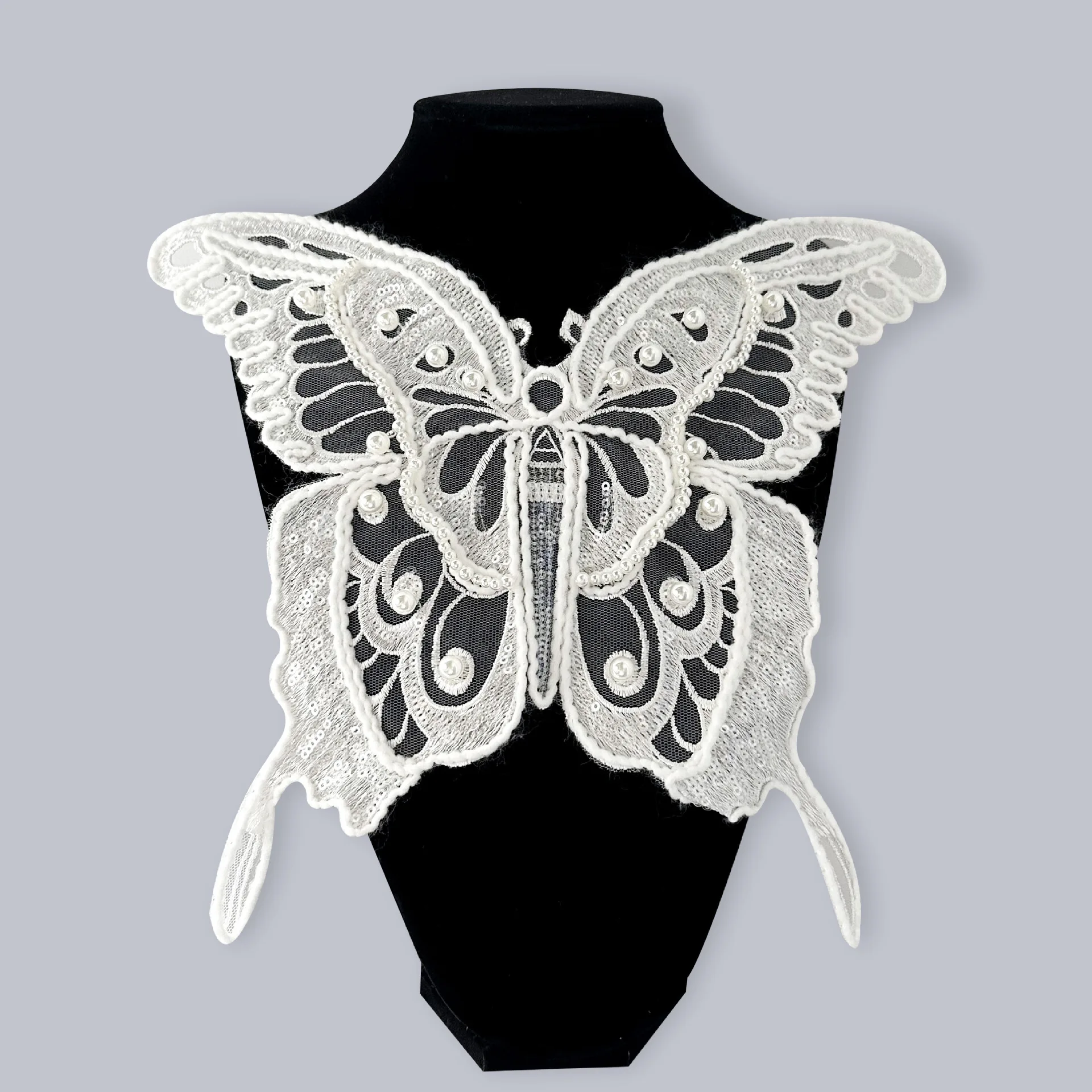 New embroidered lace butterfly black and white collar flower DIY clothing accessories