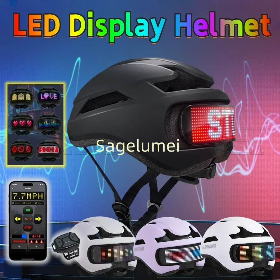 Adult LED display screen taillights intelligent APP control bicycle mountain bike road cycling helmet adjustable bicycle helmet