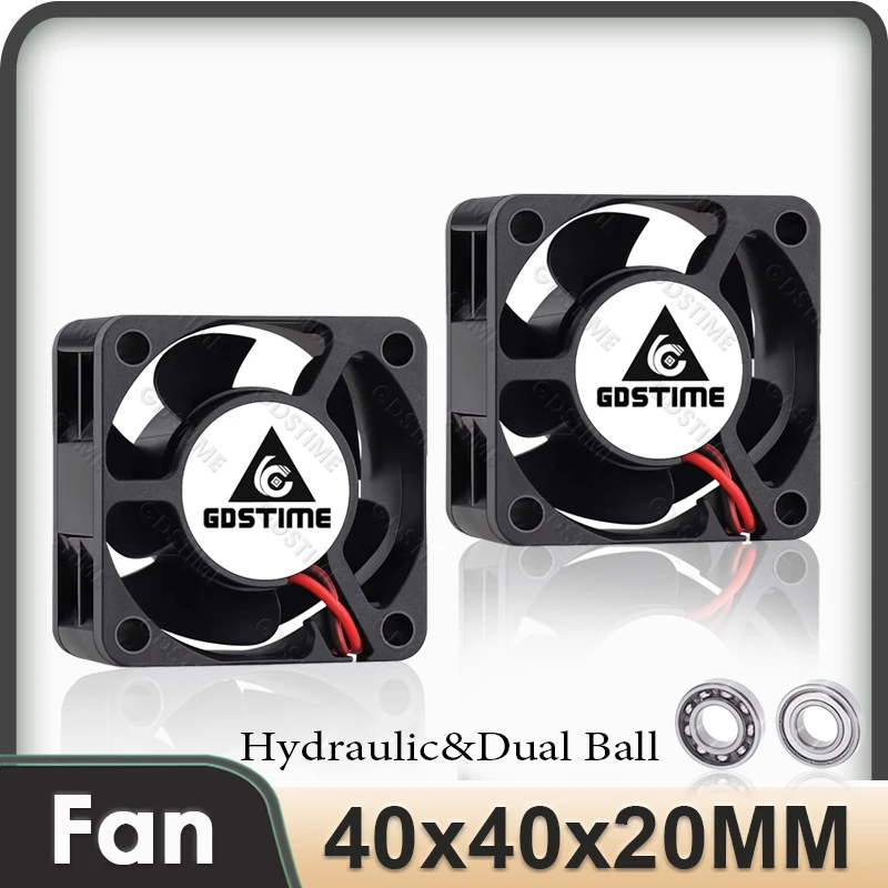 Gdstime 4020 Dual Ball Brushless Cooling Fan 40x20mm DC 5V/12V/24V Exhaust Cooler 40mm 4cm Dual Ball Axial Fan for 3D Printer