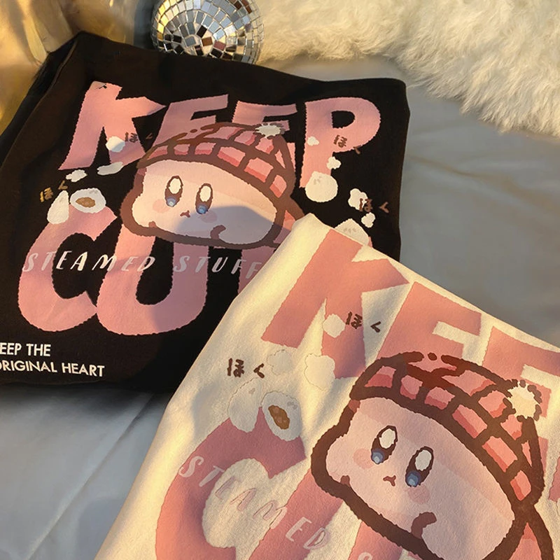 T-shirt da donna moda manica corta da donna di marca allentata a mezza manica Top Ins marea All Match versione coreana magliette grafiche Goth