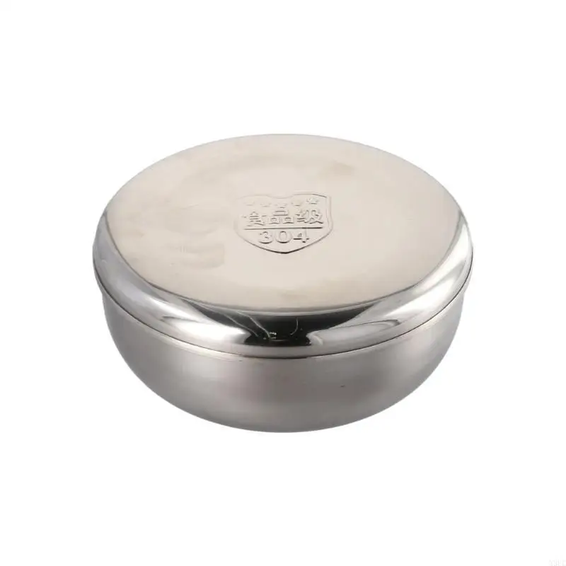 Practical Rice Bowl with Cover Stainless Steel Serving Bowl for Outdoor Dining X3UC