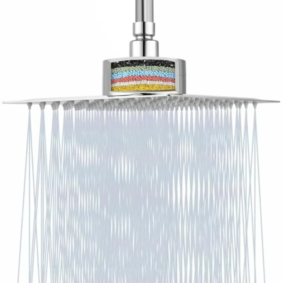 

Фильтрующая душевая лейка из нержавеющей стали с высоким напором и 15-ступенчатым картриджем для фильтрации жесткой воды, удаляющим соли.