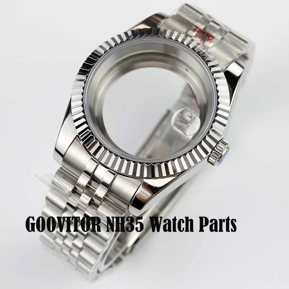 36mm 39mm Silver Watch Cases and Jubilee Bracelet Sapphire Glass for NH35 NH36 movement 28.5mm dial Stainless steel Waterproof