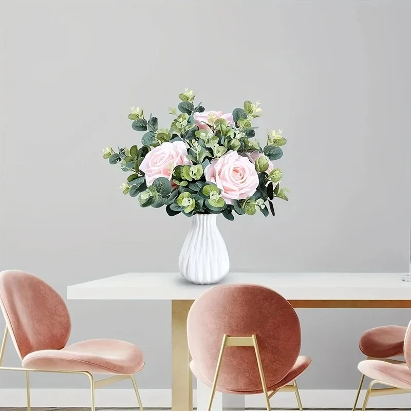 5/10/20 Stücke Eukalyptusblatt Stiele Grüne Künstliche Pflanzen Für Wohnzimmer Dekoration Braut Hochzeit Vasen Blumenstrauß Dekor – Detail 11