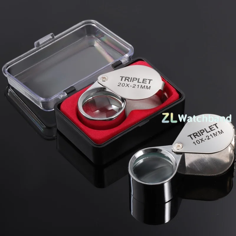 10X 20X 30X Pocket Loupe Magnifier Jewelry Magnifying Glass Foldable Diamond Triplet Jewelers Eye Glass Tool Reading Magnifier - view 4