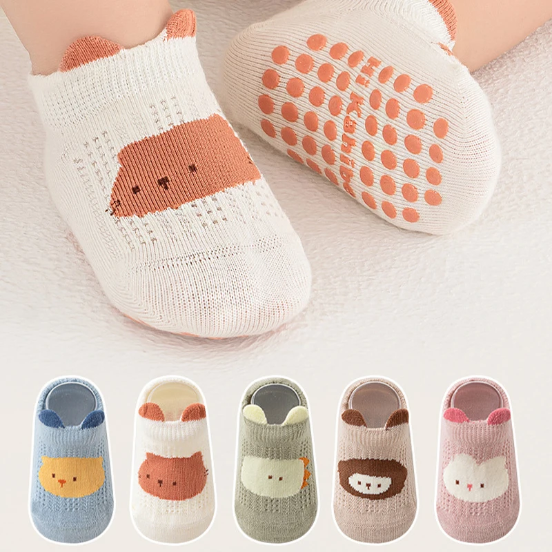 

Детские противоскользящие носки с героями мультфильмов, летние стили с забавным принтом, мягкие нескользящие носки для новорожденных для младенцев