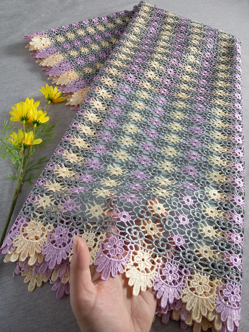 

Nigerian Guipure Water Lace and Fabric African Soluble Lace Fabric Latest 2026 Sew Evening Party Dresses for Women,5yards 4657