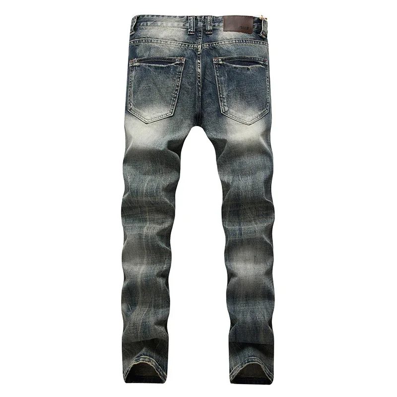 

Streetwear Mens Jeans Ripped Denim Pants Hole Ruined New Brand Biker High Quality Straight Patch Plus Size 40 42