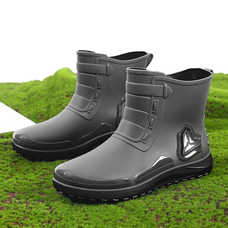 Men's casual rain boots four seasons waterproof non-slip soft sole outdoor wading fishing water shoes kitchen car wash rain shoe