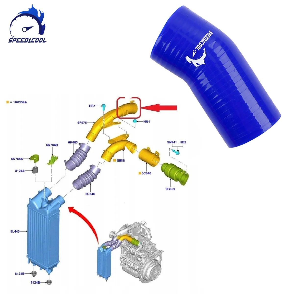 

SPEED&COOL For 2014-2019 Ford B-MAX Fiesta KA Mondeo 1.5 TDCI Turbo Silicone Hose Pipe DS73-6F075-ED