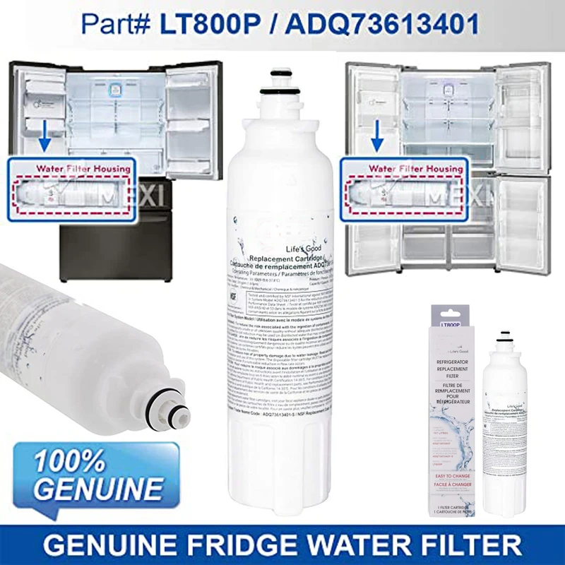 Replace LG LT800P refrigerator water filter (NSF42 and NSF53) ADQ73613401, ADQ73613408 or ADQ75795104, 1 pack