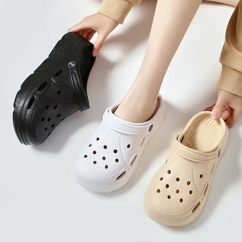 

YNPO сабо на платформе с вырезами, женские новые уютные садовые шлепанцы на толстой подошве из ЭВА, женские нескользящие пляжные туфли с мягкой подошвой