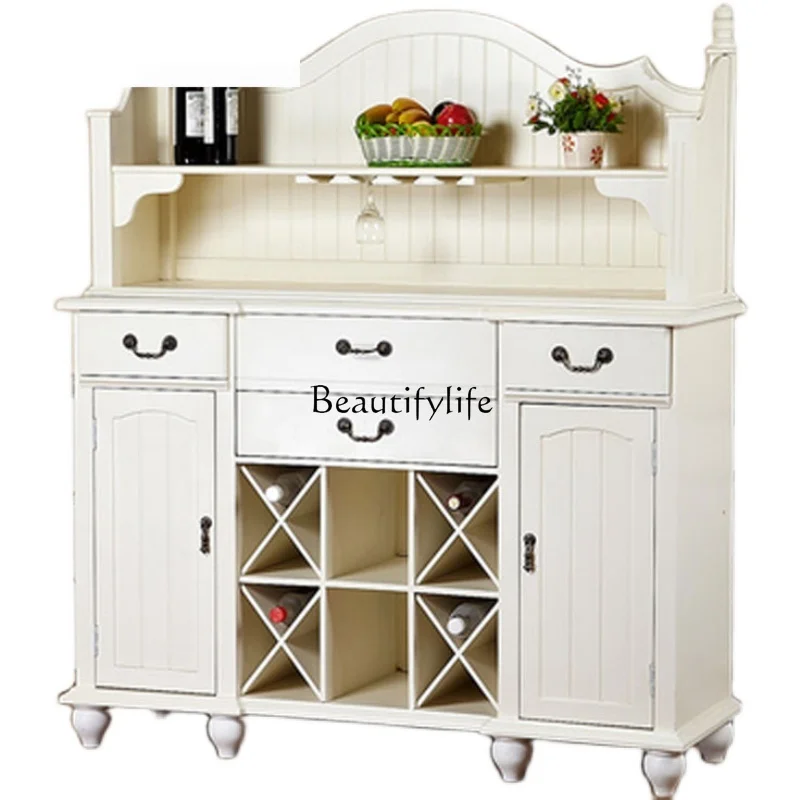 

American Solid Wood Sideboard Modern Large Capacity Restaurant Tea and Wine Cabinet Multi-Functional Storage