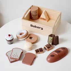 Wooden Pretend Play Kitchen Toys Cutting Food Accessories Set Fruit Vegetable Bakery Meat fish Early Educational Cognition Toys