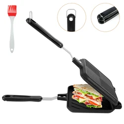 Sandwich Pan Double Sided Sandwich Grill Pan Non-Stick Gas Stovetop Sandwich Toaster Portable Aluminum Alloy Sandwich Pan with