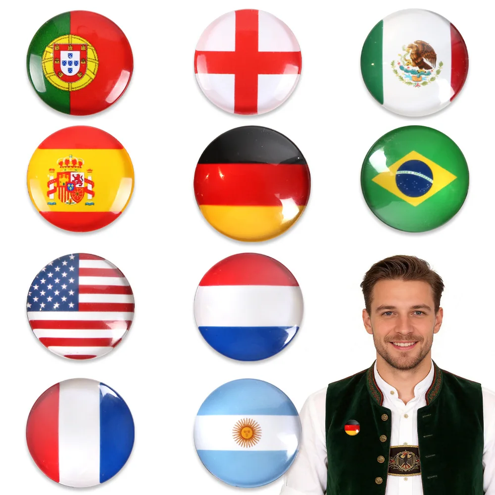 

50pcs/lot Nation Flags Brazil France Portugal Spain USA Photo Round Photo Glass Cabochon Demo Flat Back Making Cosplay Prop