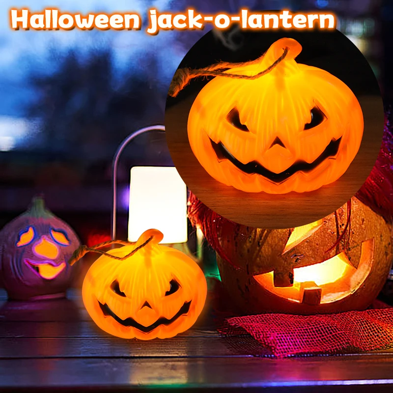 1Pc Halloween LED Pumpkin Light Ornaments Horror Atmosphere Lamp Kids Toy Halloween Party Decorations 2024 Home Decor Supplies