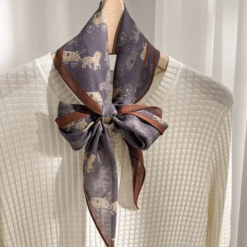 2025 جديد وشاح من الصوف الحريري 100% وشاح حريري حقيقي المرأة الحرير موضة طباعة تصميم الرقبة الأوشحة التفاف الزخرفية #1