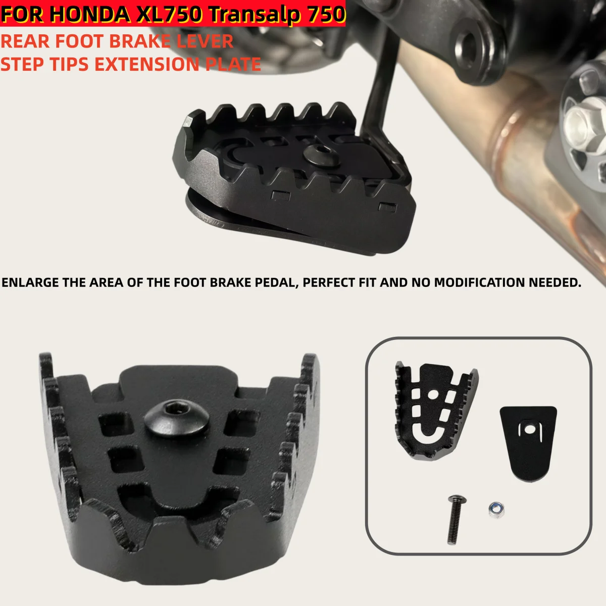 

Transalp 750 Rear Foot Brake Lever Step Tips Extension Plate For HONDA XL750 2023-2025 Motorcycle Enlarge Pedal Pad Extender XL