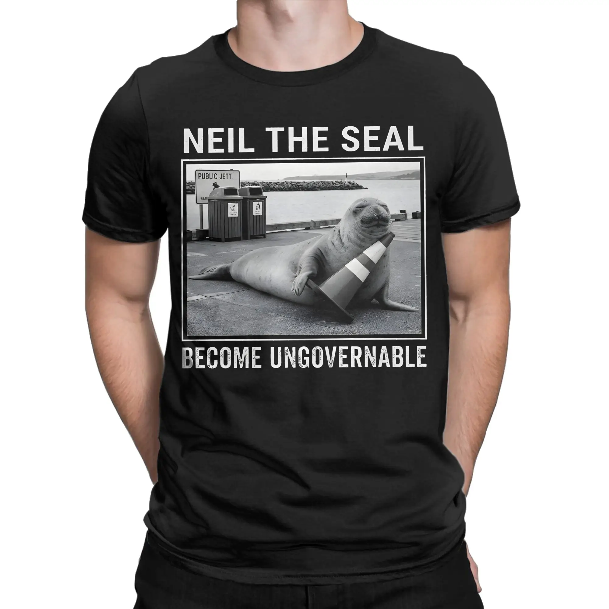Neil the Seals T Shirt Men's  100% Cotton Funny T-Shirts Round Neck  Tees Short Sleeve Clothes Summer