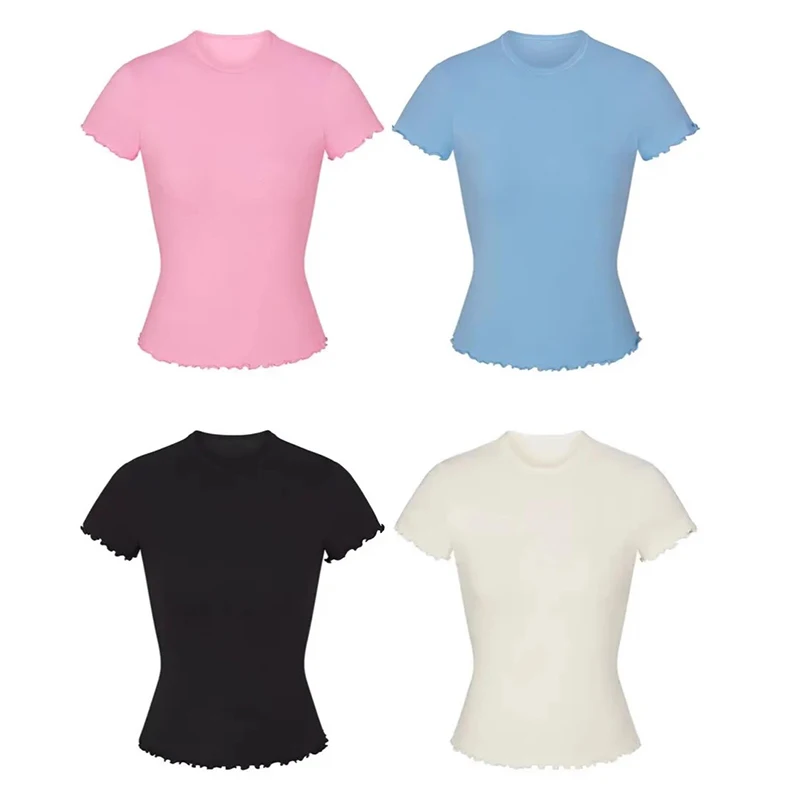 

NIGO LP Women's Spring And Summer Fashion Solid Color Short Sleeve Tops Cotton Casual Fitted T-Shirt #nigo61292