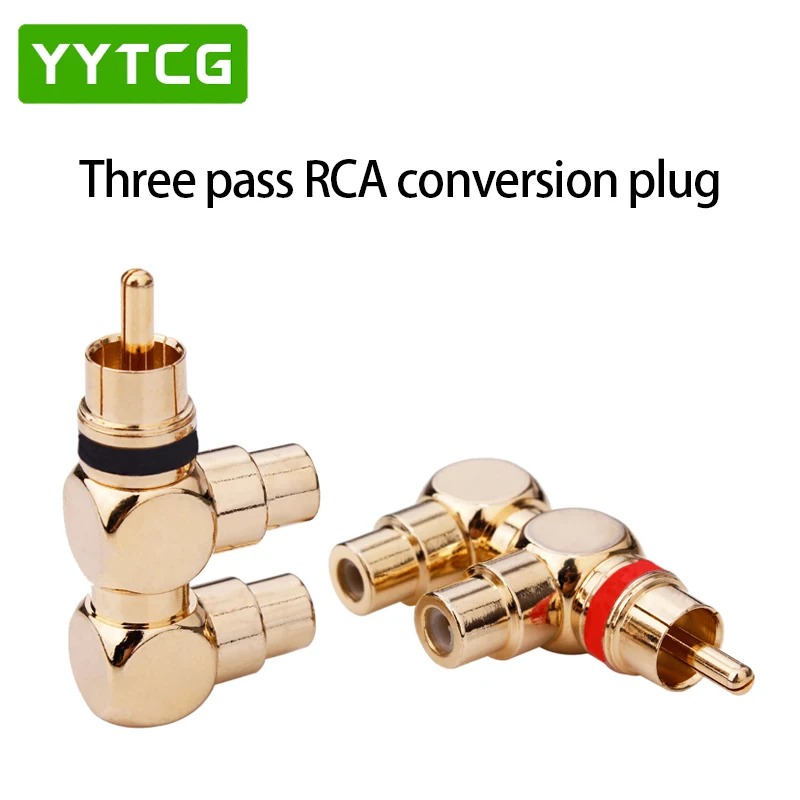 YYTCG 2 szt. 1 szt. 1 szt. Czerwony + 1 szt. Pozłacany wtyczka RCA 1 mężczyzna do 2 rca kobieta AV Audio wideo Adapter kabla rozgałęźnego łącze typu