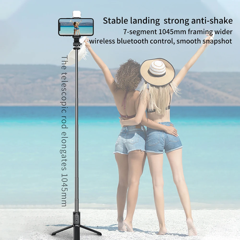 Selfie Stick Mini treppiede pieghevole con luce di riempimento fotografica Mini Wireless Bluetooth 2022 nuovo stile per Ios Android