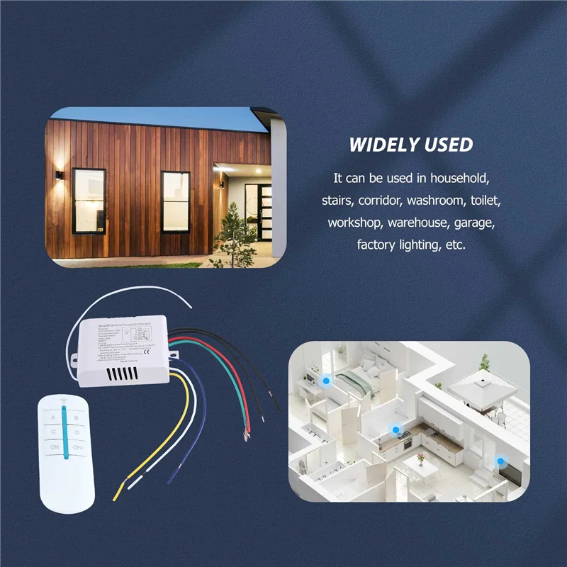 

-A96P 4 Way Light Lamp Digital Wireless Remote Control Switch ON/OFF 220V