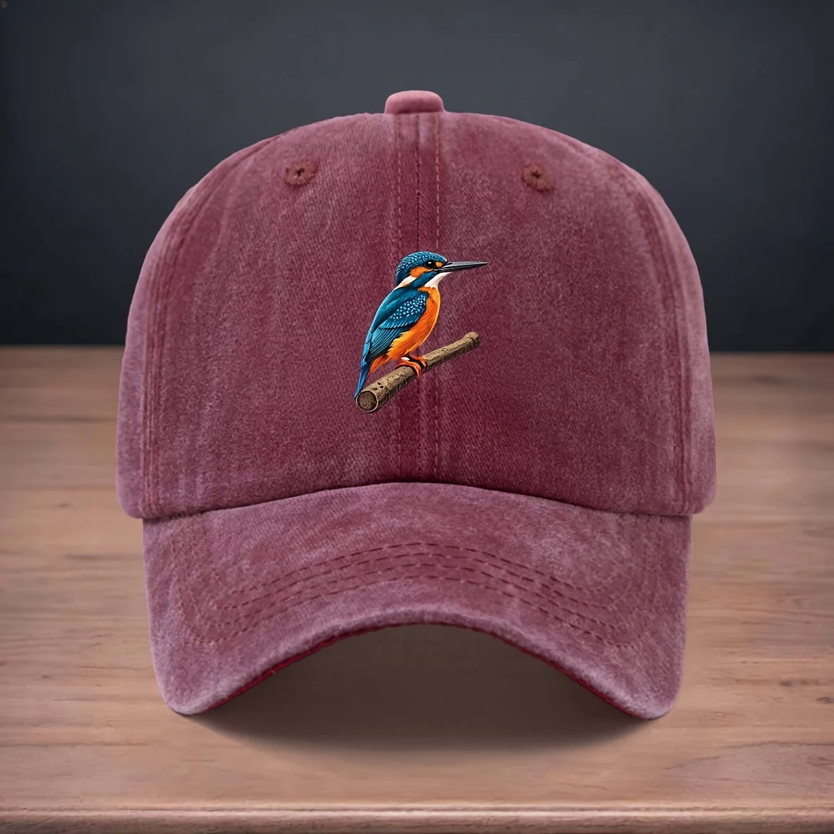 Men'S Trendy Printed Bird on Branch Pattern Baseball Cap Outdoor Commute All-Season Soft Top Adjustable Size Curved Brim Cap Cas
