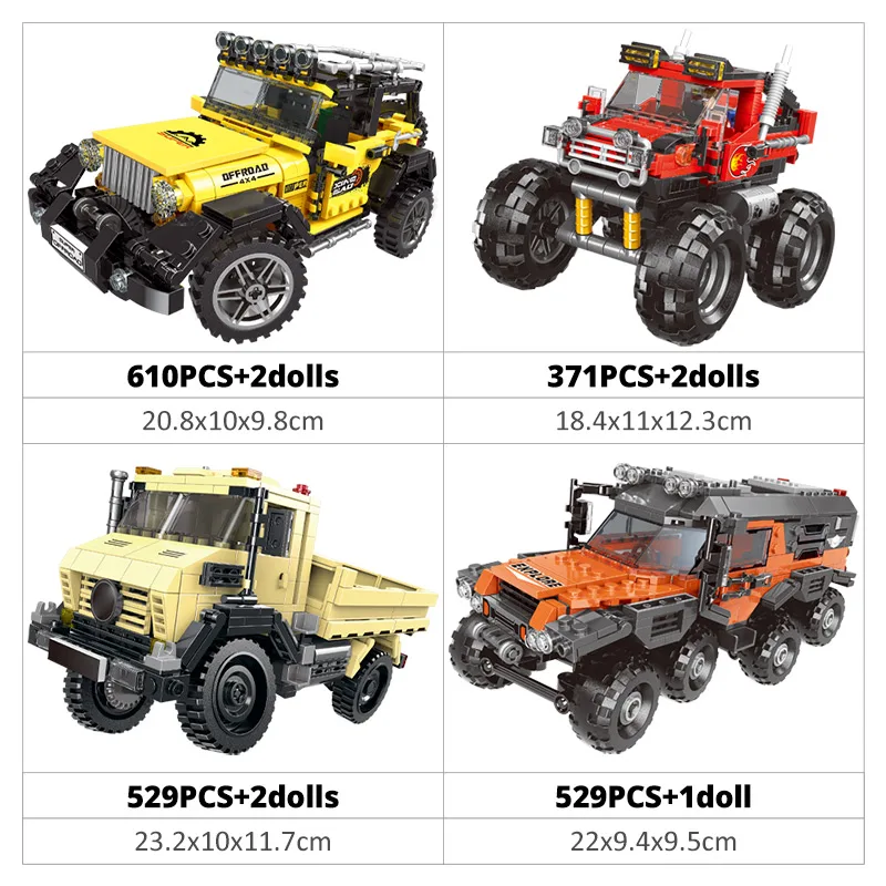 ZKZC Technical Off-road Racing Vehicle Truck Car Model Building Blocks City Monster Trucks Bricks Toys For Children Gift