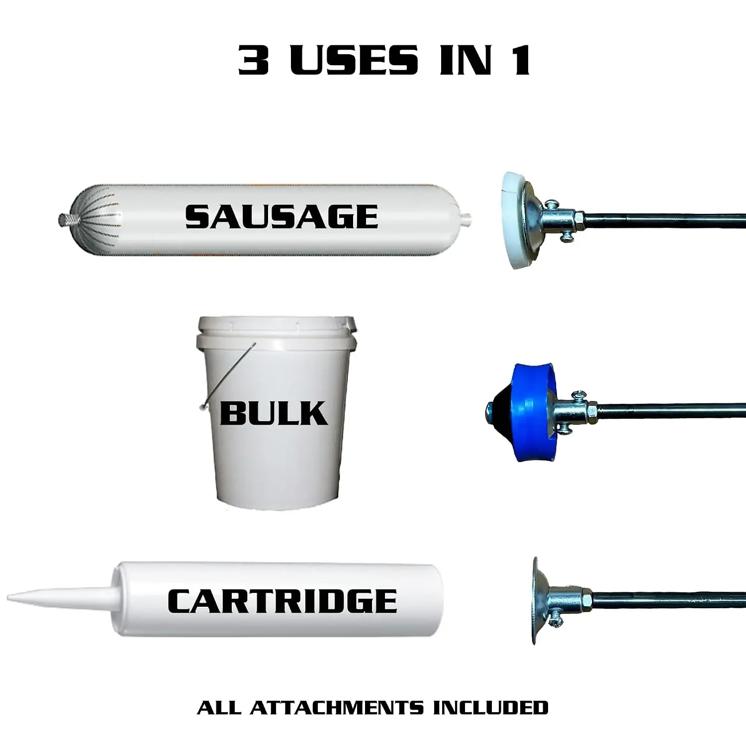 620AL-CLEAR Round Rod Caulk Gun - 18:1 Thrust Ratio | 20 oz. Sausage Cartridge Capacity | Includes Ring Cap, Cones & Sausage Cup