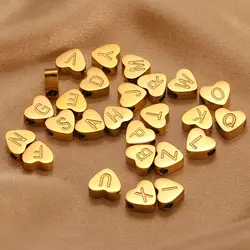 1PC Stainless Steel Initial Letter Name Heart Shape Charms Beads Pendant For Making Necklace Bracelet DIY Women Jewelry Supplies