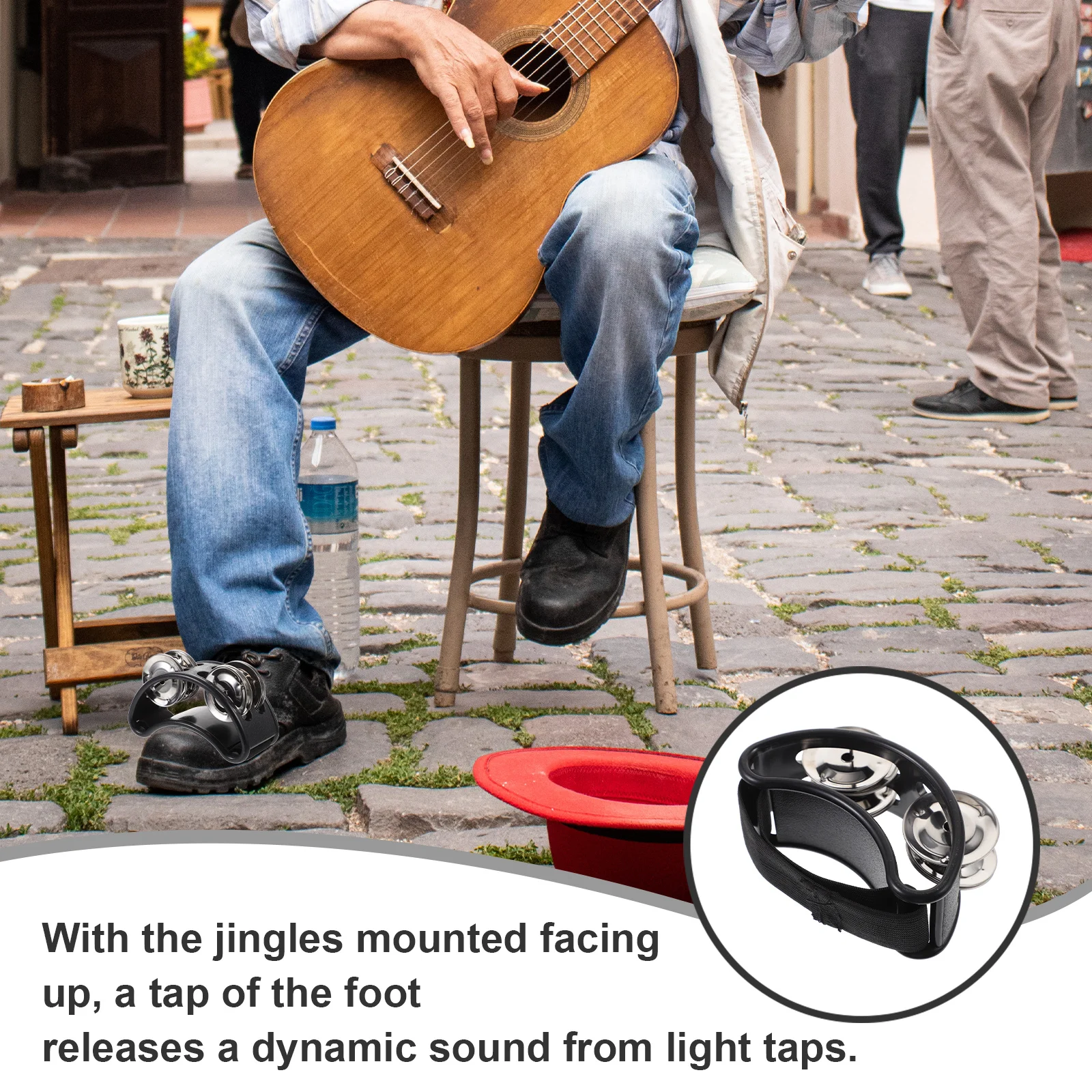 

Foot Tambourine Green Compact Abs Body Nickel-Plated Jingle Bells Bright Sound For Acoustic Jam Sessions Percussion