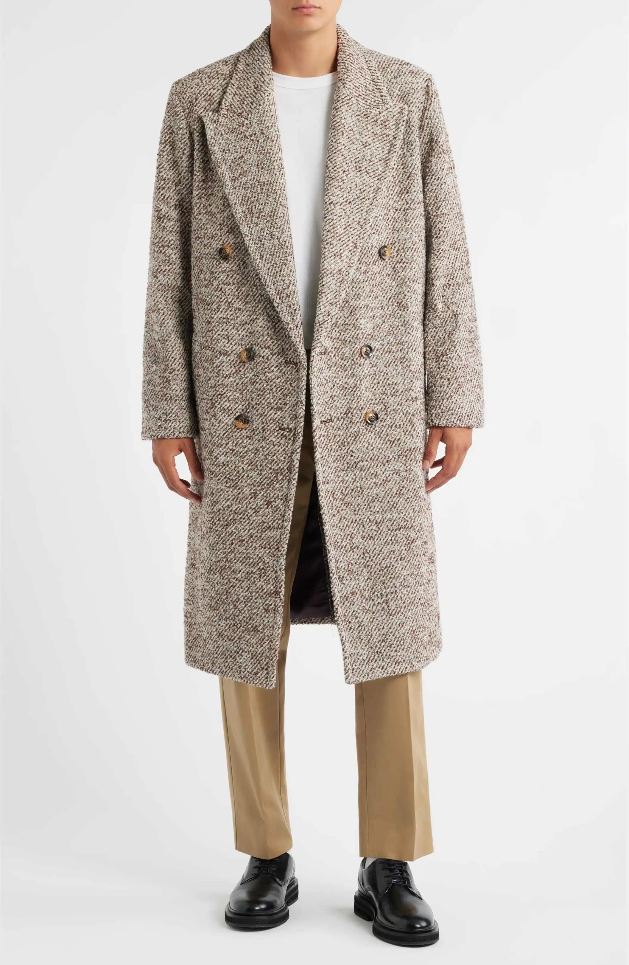 Moda hombre abrigo largo talla grande solapa pico doble botonadura graduación boda esmoquin una pieza Otoño Invierno personalizado