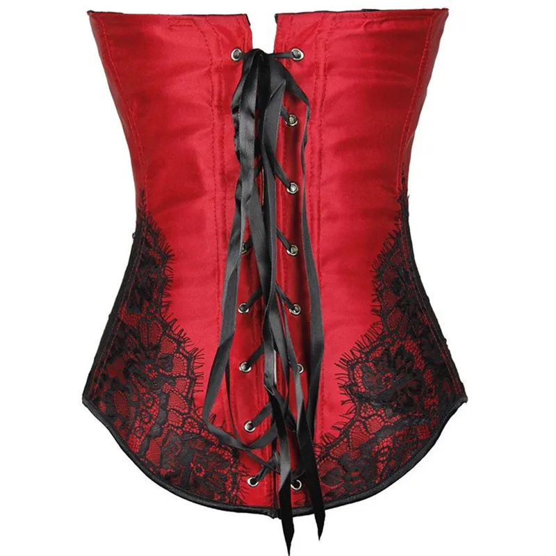 Women Sexy Overbust Corset Bustier with Jacquard Satin Corsets Top Plus Size Vintage Gothic Corselet Korset Burlesque Costume