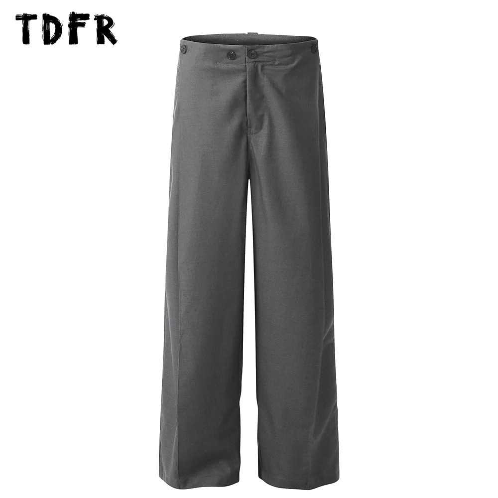 

Patchwork Suit Pants Mens Spliced Casual Streetwear Summer Loose Pocket Straight Wide Leg Trousers Men