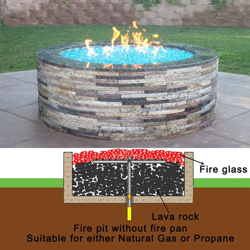 1 Piece Fire Pit Burner Ring For Natural Gas & Propane Fire Pit Fireplace Fire Pit Burner For Indoor & Outdoor 6 Inch Round