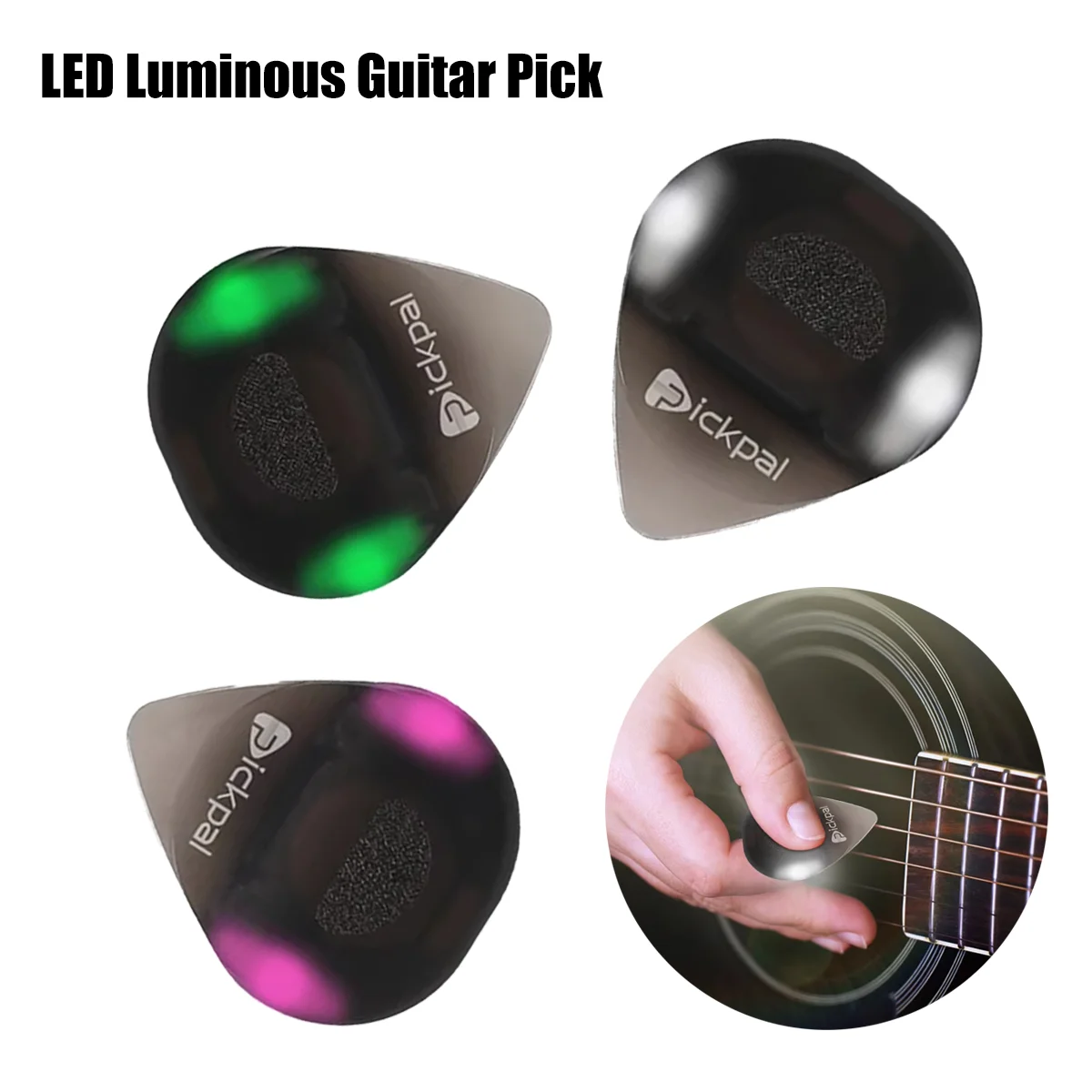 Miwayer 1Pc LED Light Up Guitar Pick, High-Sensitivity Glowing Non-Slip Plectrum for Electric Guitar & Bass Players