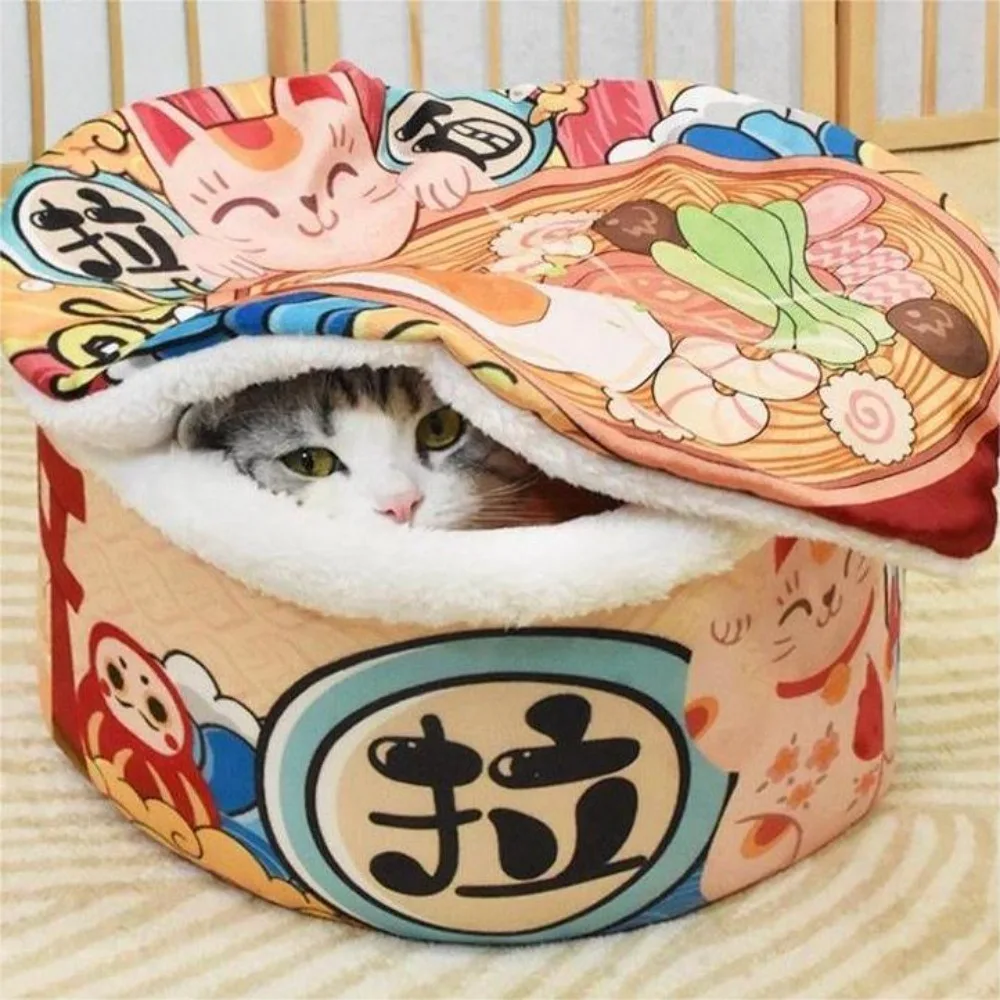 Imagem -02 - Multifuncional Instant Noodle Shape Cat House Cat Nest Sofá-cama Confortável Pet House Cama Macia Destacável Bonito