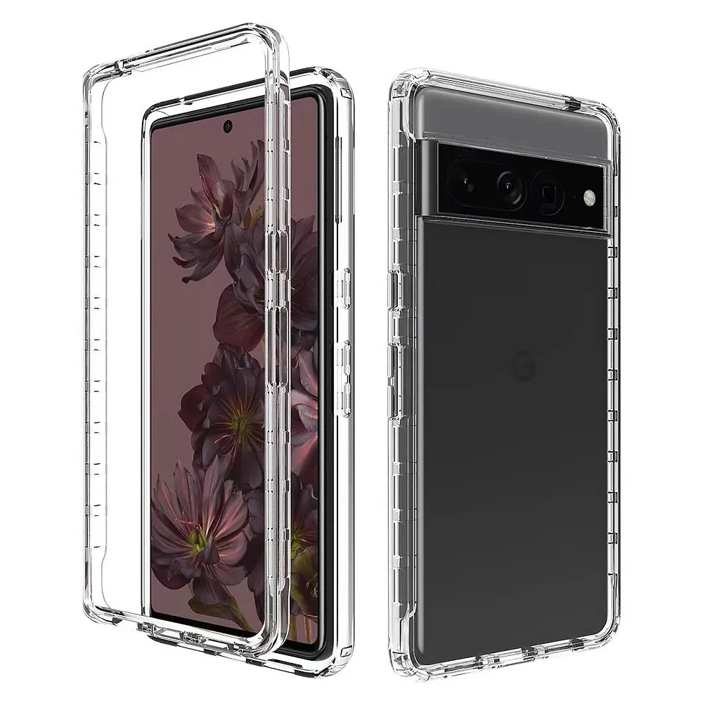 Fit Pixel 7 Case Crystal Clear 2 in 1 Shockproof Cases Hard Bumper Soft TPU Protective Cover for Google Pixel 7 Pro Cover