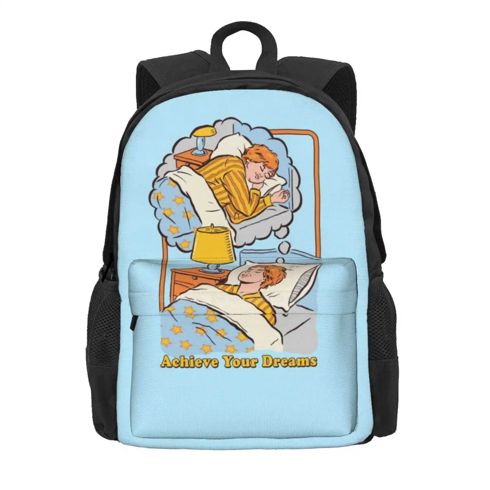 Achieve Your Dreams Hot Sale Schoolbag Backpack Fashion Bags Joke Nap Vintage Retro Dream Lazy Motivation Funny Sleeping