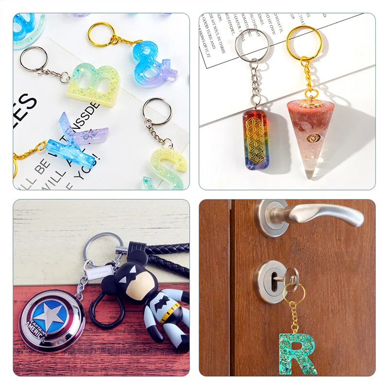 Keychain Keyrings Open Jump Rings Screw Eye Pins zfor DIY Epoxy Resin Key Chain Pendant Earrings Jewelry Making Accessories Set