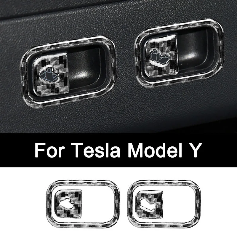 

Для Tesla Model Y, кнопки управления заднем сиденьем автомобиля премиум-класса из углеродного волокна, наклейка для внутренней модификации, аксессуары, роскошное обновление