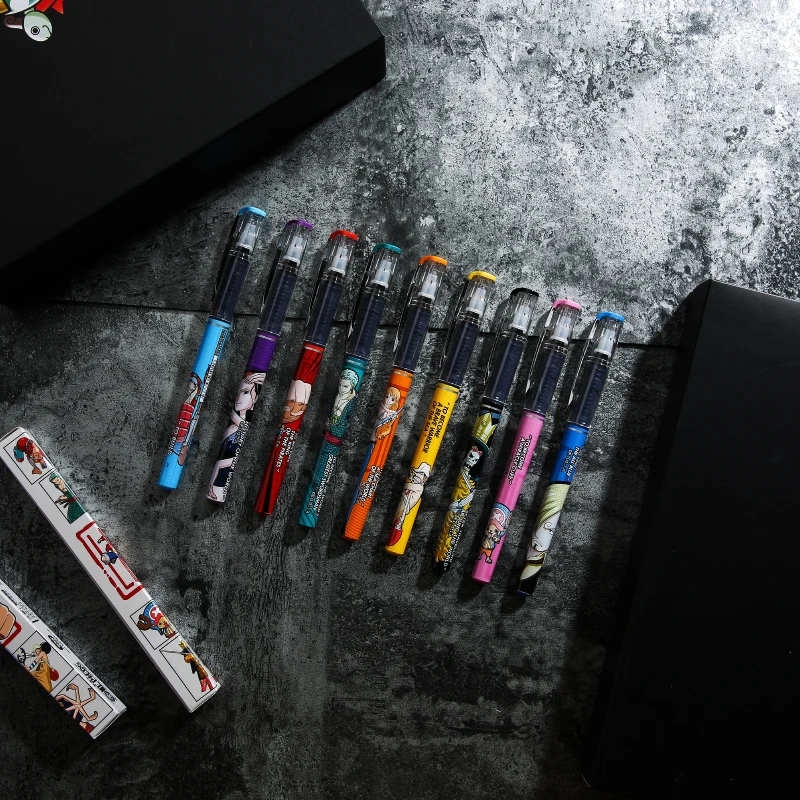 원피스 몽키 D 루피 만화 퀵 드라이 젤 펜 학생용 크리에이티브 블랙 푸쉬 펜 애니메이션 주변기기 문구 선물