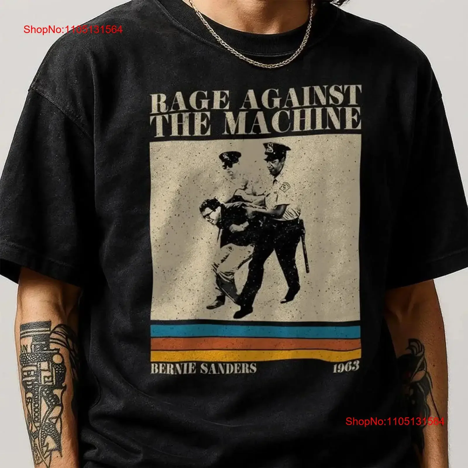 تي شيرت بيرني ساندرز الغضب ضد الآلة ريترو 90s 1963 اعتقال عتيق مغسول مصمم ملابس كاجوال للجنسين ناعمة #1