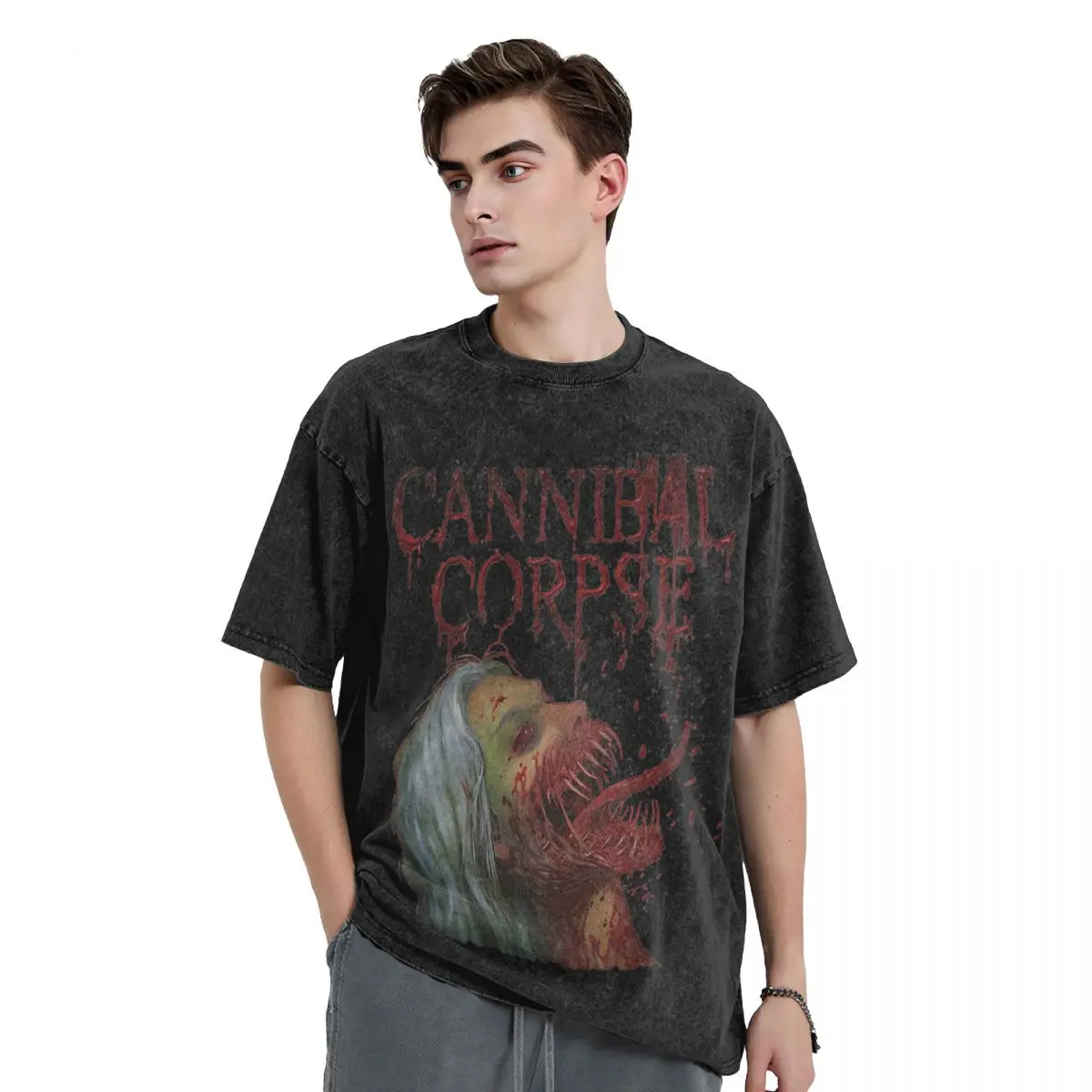 Washed T Shirts Cannibal Corpse Violence Unimagined T-Shirt Oversize Streetwear Tees Short Sleeve Printed Tops Men Women Tops