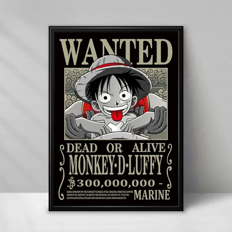 Peinture sur Toile de Personnages de Dessin Animé One Piece, Luffy, Tous les Personnages WANTED, Image Imprimée HD pour Décoration Murale de Chambre à Coucher