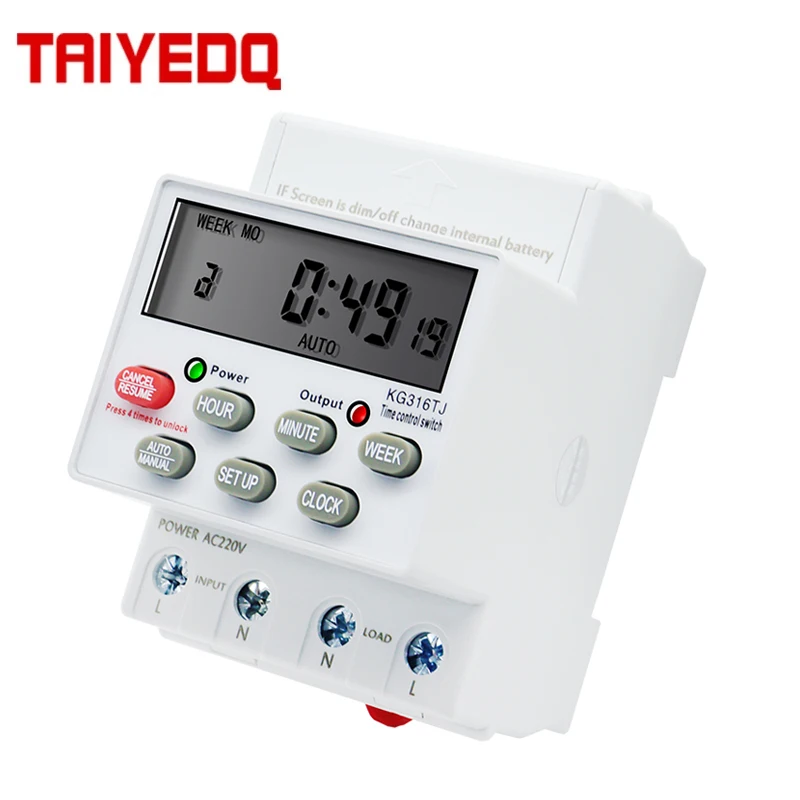 Weekly 7 Days Programmable Digital Time Switch Relay Timer Control AC 220V 230V Din Rail Mount