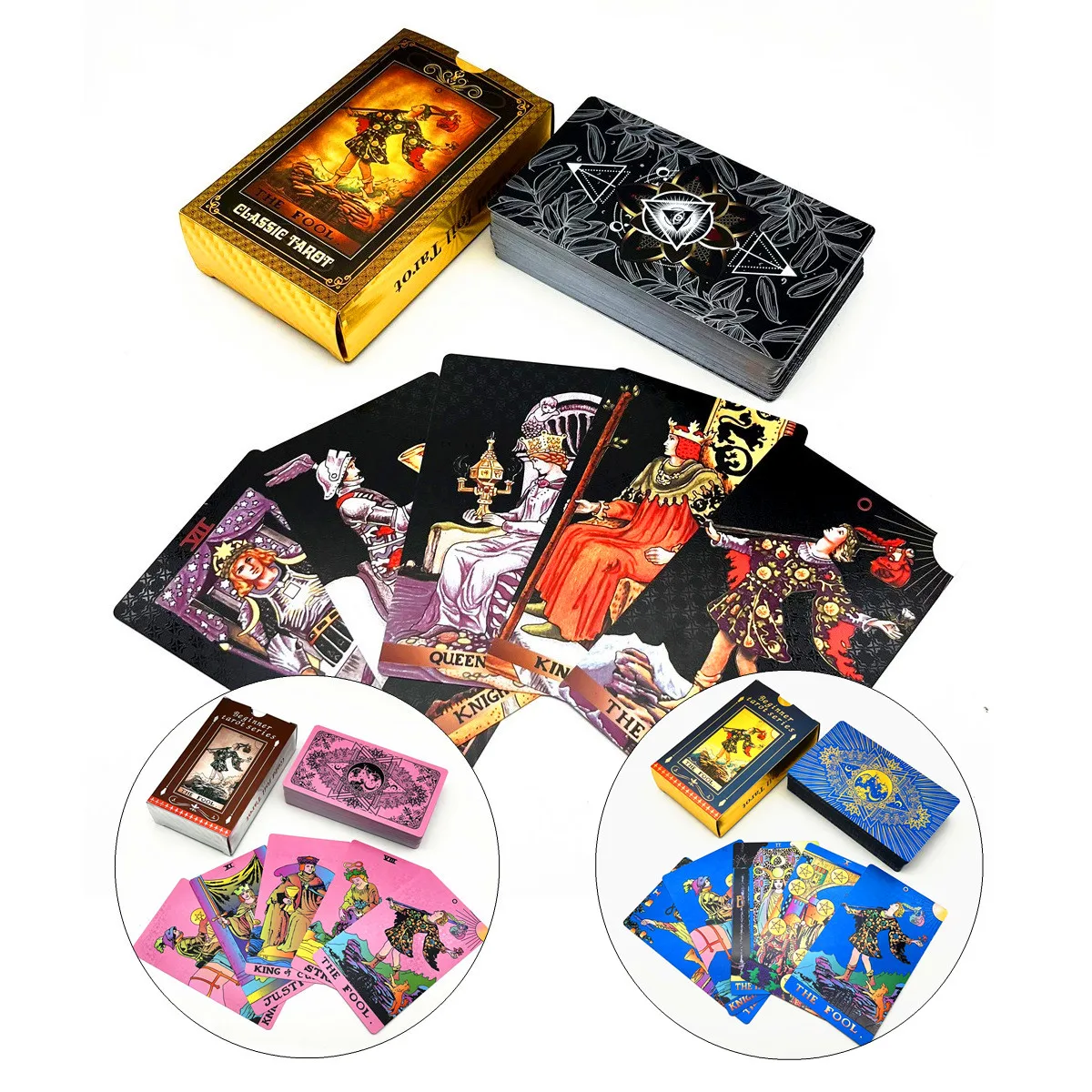 1 Deck Plastic Tarot Cards With English Guide Book Pink Black Waterproof Oracle Board Fortune Telling Game Astrology Gift L744